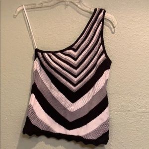 one shoulder crocheted tank